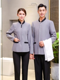 保潔服女式三?？勰惺揭涣？?灰色