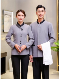保潔服女式斜杠男式一?？?灰色