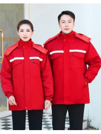 30、D013 大紅 滌棉紗卡 可拆卸反光棉衣